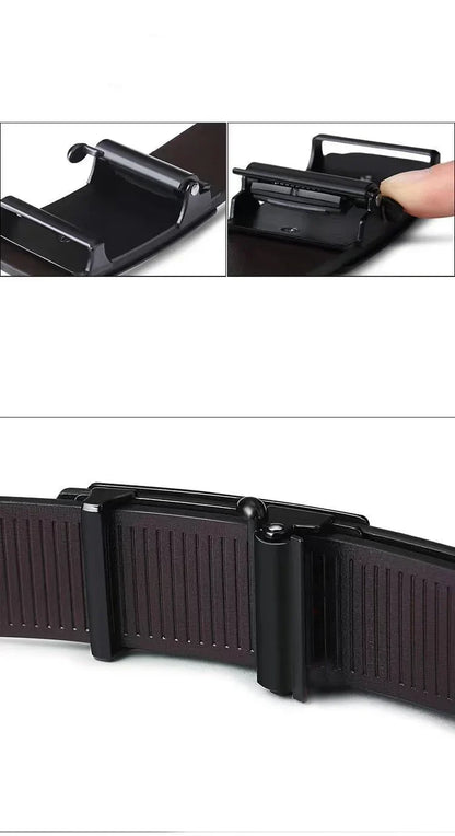 New Fashion Men's Belt Toothless Automatic Buckle Belt Alloy Letter Button for Business Fashion High Quality Men'Strap