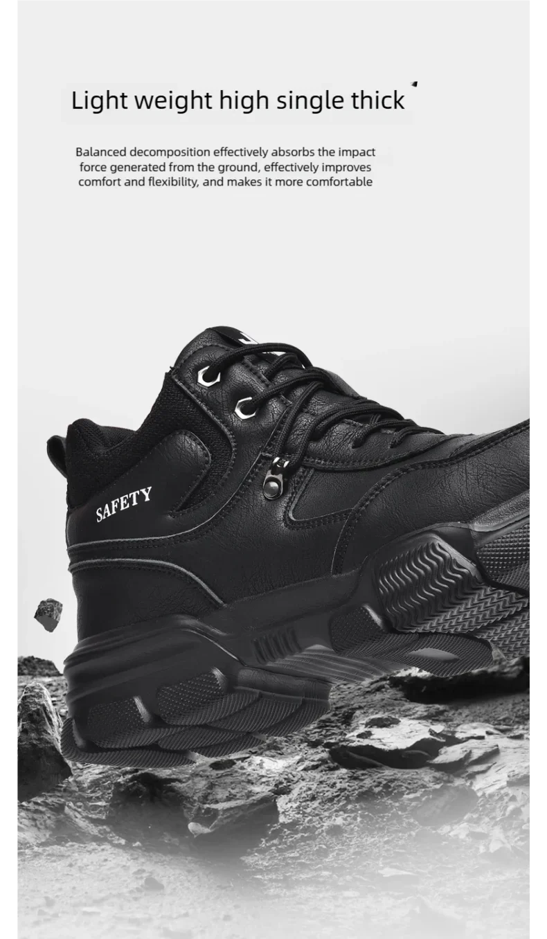 Man Safety Shoes Puncture-Proof Work Sneaker Waterproof Work Shoes Steel Toe Shoes Safety Boots Indestructible Shoes Lightweight
