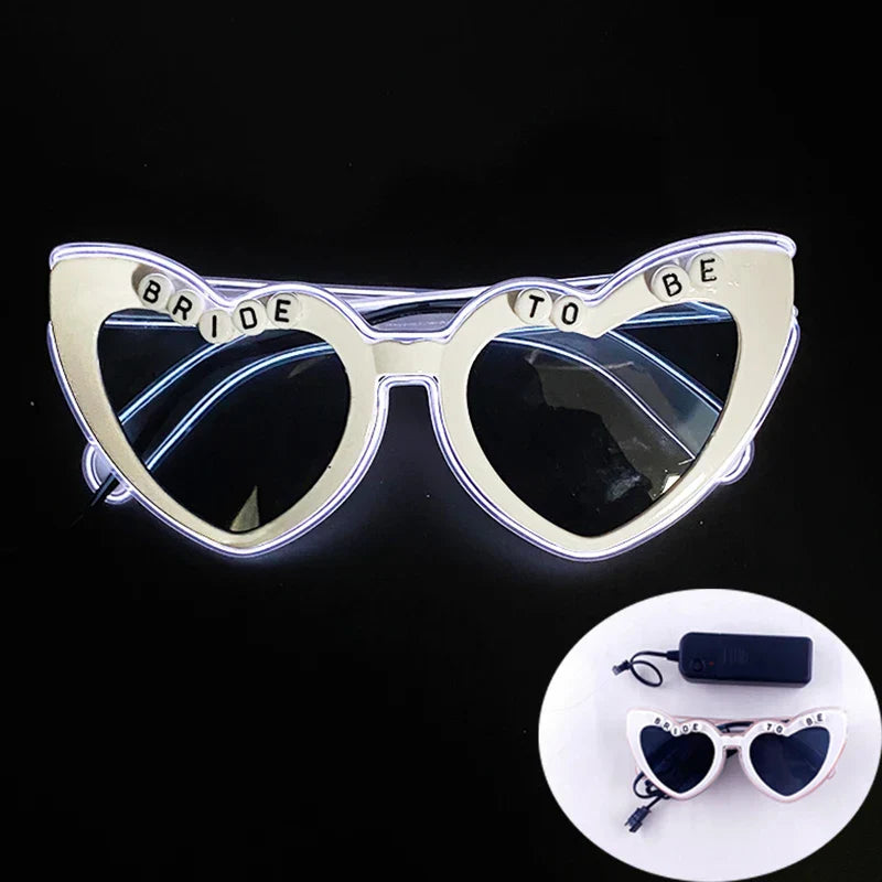 LED Just Married Glasses Wedding Bride To Be Surprise Gift Couple Glasses Souvenirs Glowing Heart Glasses Married Sunglasses