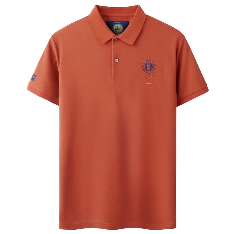 Luxury brand badge embroidery polo shirt short sleeve men's summer top fashionable breathable lightweight comfort casual T-shirt