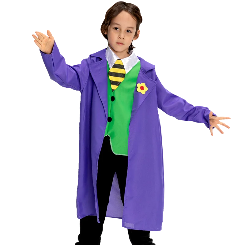 Kids Clown Cosplay Costumes Shoes and Wig Performance Funny Outfit for Girl Party Gift