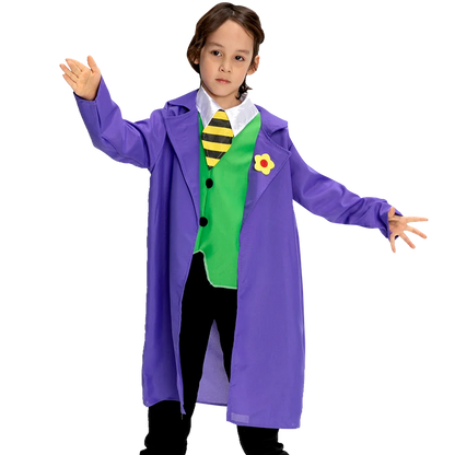 Kids Clown Cosplay Costumes Shoes and Wig Performance Funny Outfit for Girl Party Gift
