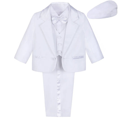 Baby Boy Baptism Outfit Infant Tuxedo Christening Wedding Birthday Celebration Formal Gentleman Suit White 6 Months to 3 Years