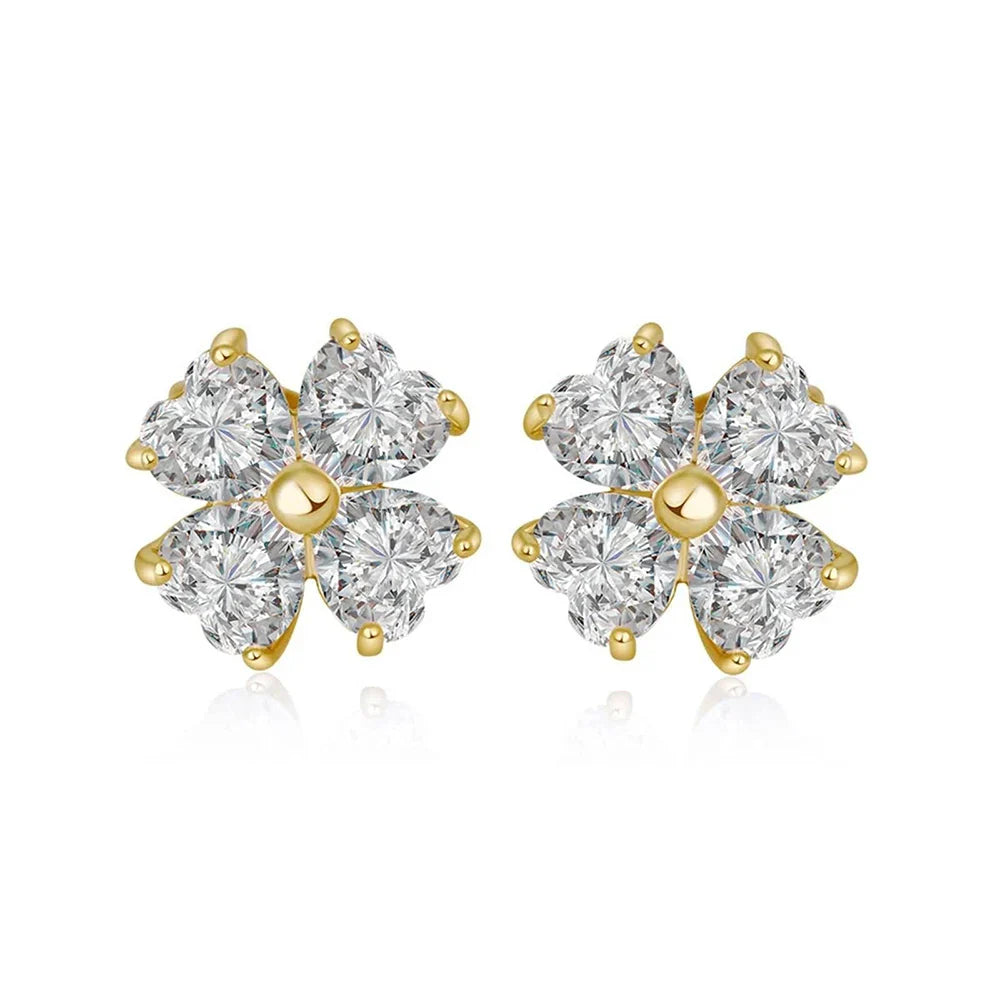 4-Stone Heart Cut Moissanite Stud Earrings for Women 2.4CT Full Lab Diamond Ear Studs with Certificates S925 Silver Fine Jewelry