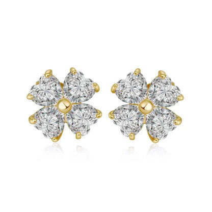 4-Stone Heart Cut Moissanite Stud Earrings for Women 2.4CT Full Lab Diamond Ear Studs with Certificates S925 Silver Fine Jewelry