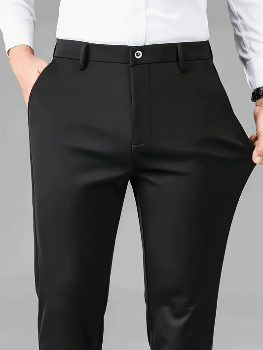3-Pack Men's High Stretch Anti-Wrinkle Business Pants | Spring Autumn Straight Fit Non-Iron Casual Trousers | Luxury Crown Embro