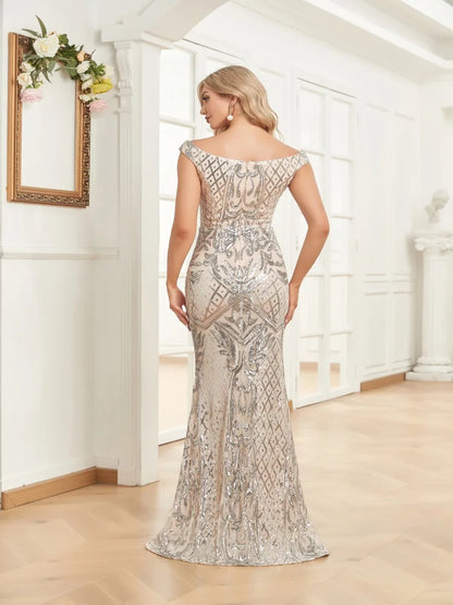 Luxury Sequin Saudi Evening Dresses One Shoulder Long Elegant Floor-Length Arabic Women Formal Prom Party Mermaid Gowns