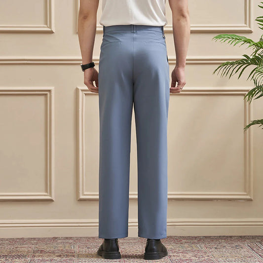Men‘s Slim-Straight Fit Trousers for Spring & Summer Slim Fit Daily Work Trousers, Solid Color Street Suit Trousers