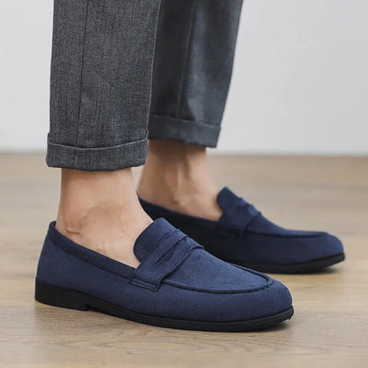 Retro Brown Men's Loafers Comfortable Suede Leather Casual Shoes Man Slip-on Shoes Flat Moccasins For Men zapatos de hombre