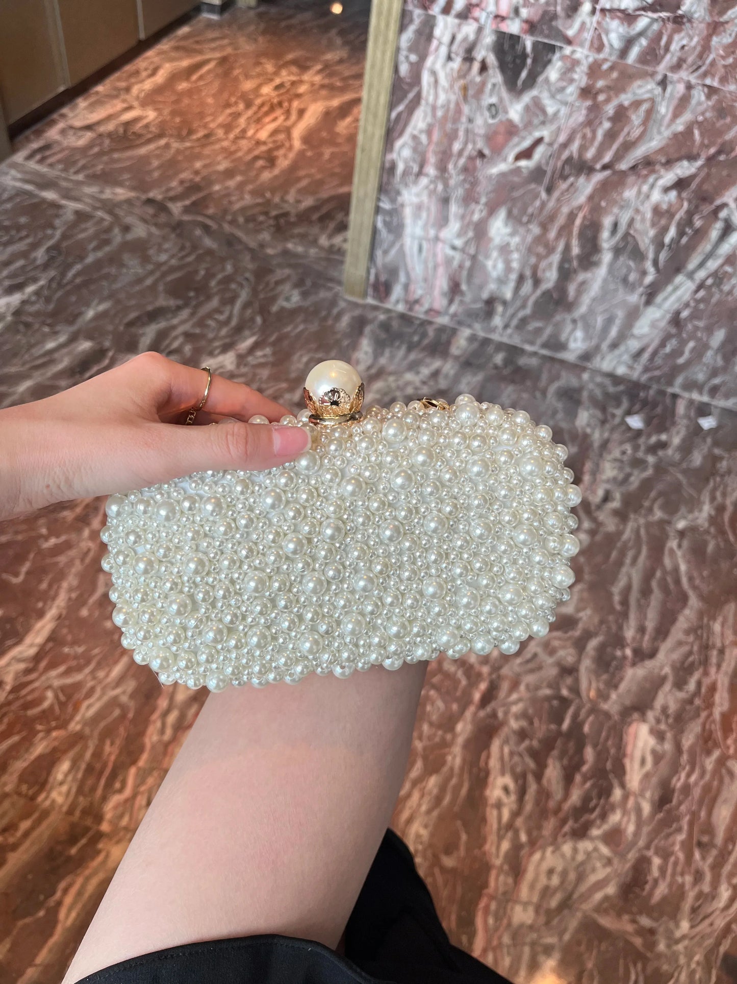Fashion Elegant Women White Beige Luxury Special Crystals Beaded Pearl Evening Clutch Bags Wedding Party Handbag Beaded