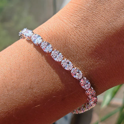 0.3/0.5/1Carat East West Set Oval Cut Moissanite Diamond Tennis Bracelets for Women 925 Sterling Silver Bracelet Anniversary