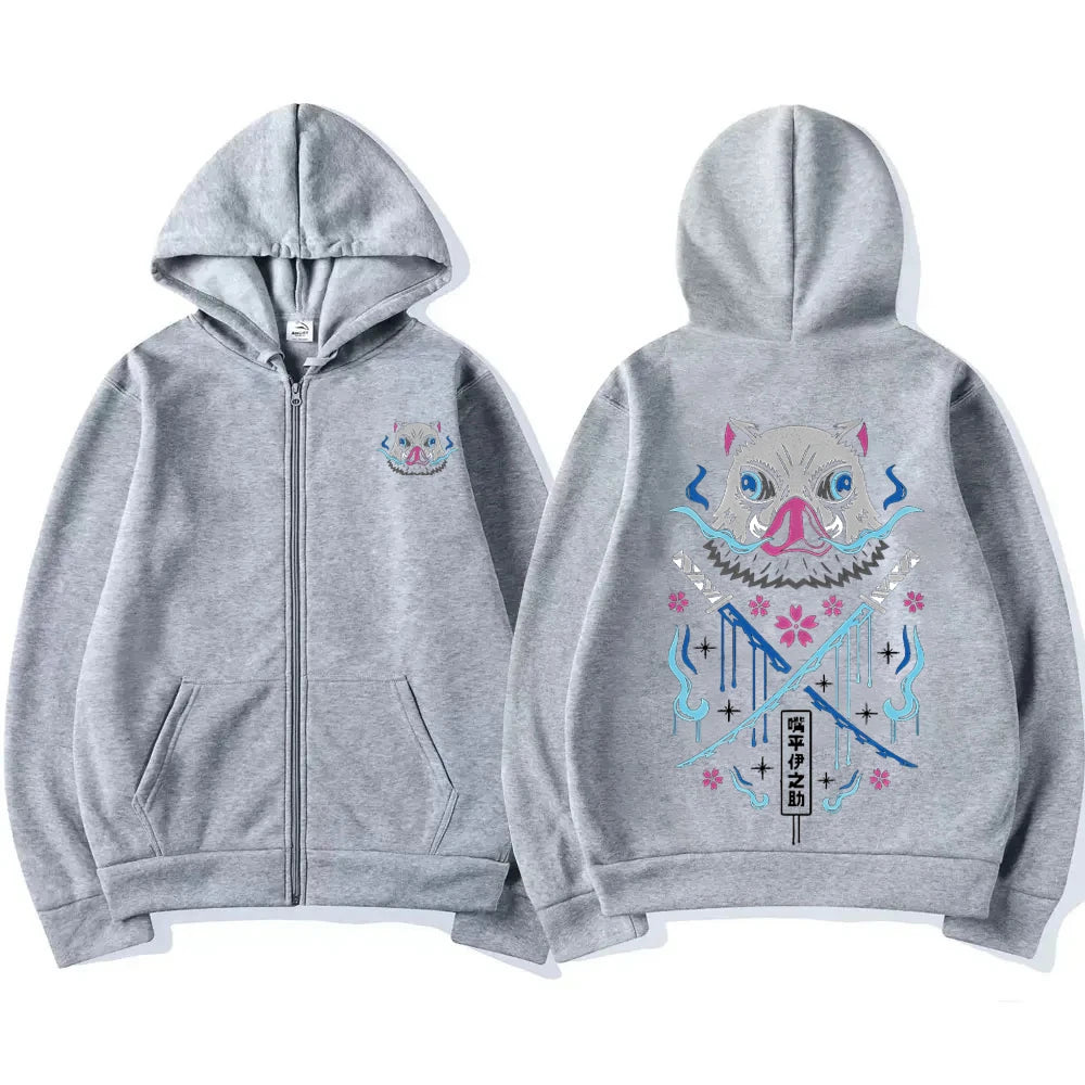 Anime Hoodies Men Women Kimetsu no Yaiba Kawaii Manga Sweatshirts Gothic Harajuku Hooded Pullover Casual Streetwear