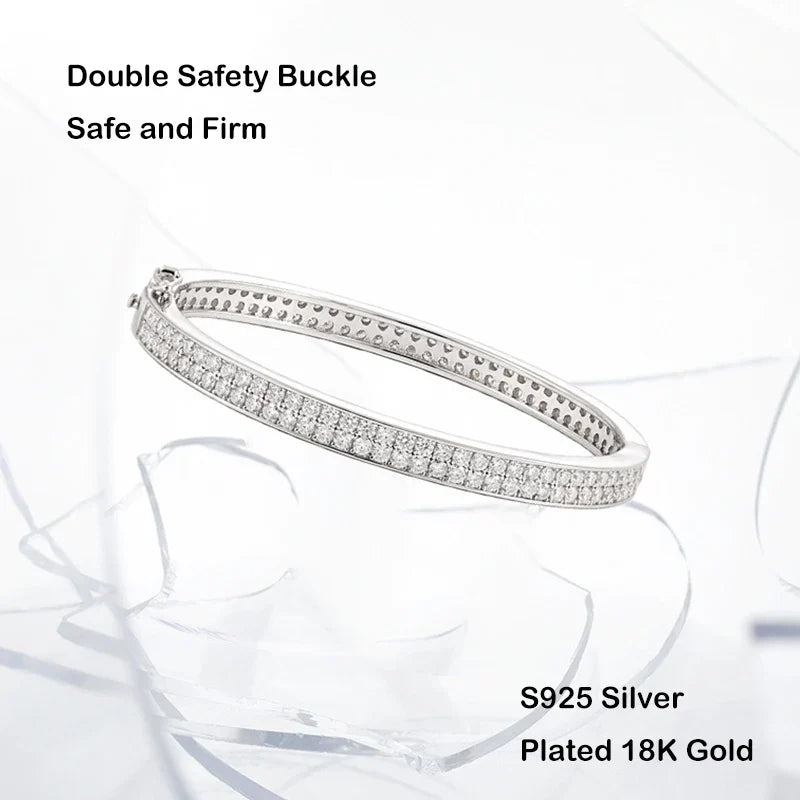 Real GRA Certified D Color 2mm 0.03CT Full Moissanite Bracelet Bangle for Women Party S925 Silver All Diamond Bracelets