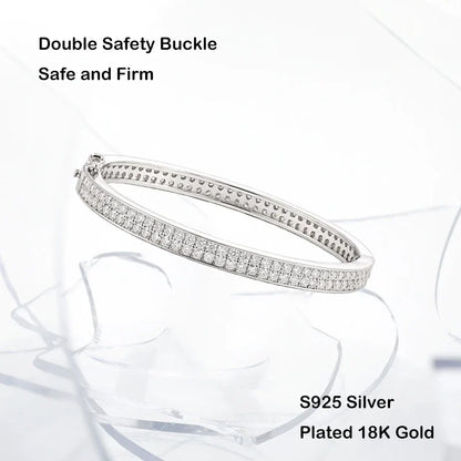 Real GRA Certified D Color 2mm 0.03CT Full Moissanite Bracelet Bangle for Women Party S925 Silver All Diamond Bracelets