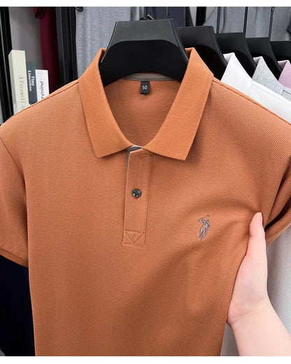 100% pure cotton high-end brand men's short sleeve polo shirt comfort lightweight summer casual T-shirt youthful fashionable top