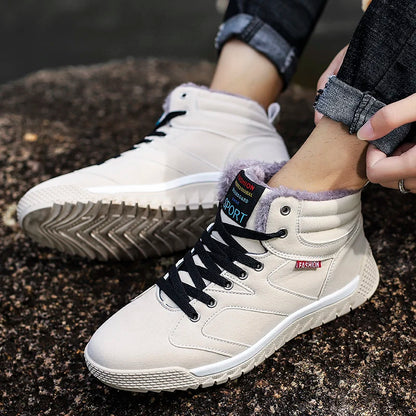 New Winter Sneakers for Men, Velvet Warm High-Top Cotton Shoes, Korean Style Casual Snow Boots, Boots, Men's Shoes, Autum Skateboard Shoes