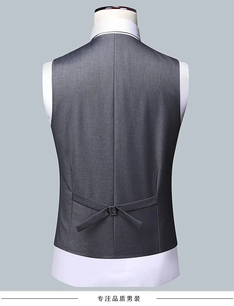 Terno Boutique Moda Masculina Negócios (Blazer + Colete + Calça) Terno Masculino Casamento Casual Profissional Formal 3 Peças M-6XL