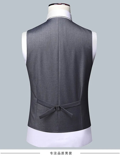 Terno Boutique Moda Masculina Negócios (Blazer + Colete + Calça) Terno Masculino Casamento Casual Profissional Formal 3 Peças M-6XL