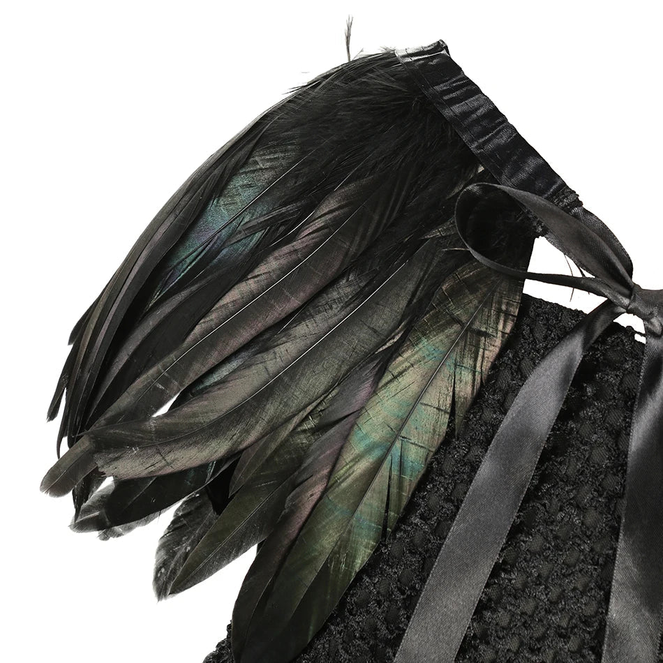 Halloween Maleficent Costume for Girls Evil Queen Dress Up Costumes Witch Devil Black Mesh Princess Dress Cosplay
