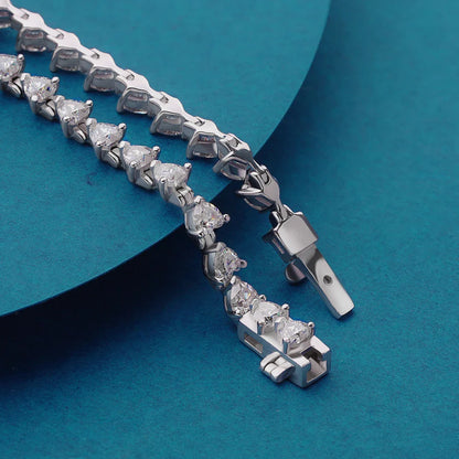 3mm Heart Cut Moissanite Tennis Bracelet for Women Lab Diamond GRA Certified D VVS1 Link Bangle 925 Silver Luxury Jewelry