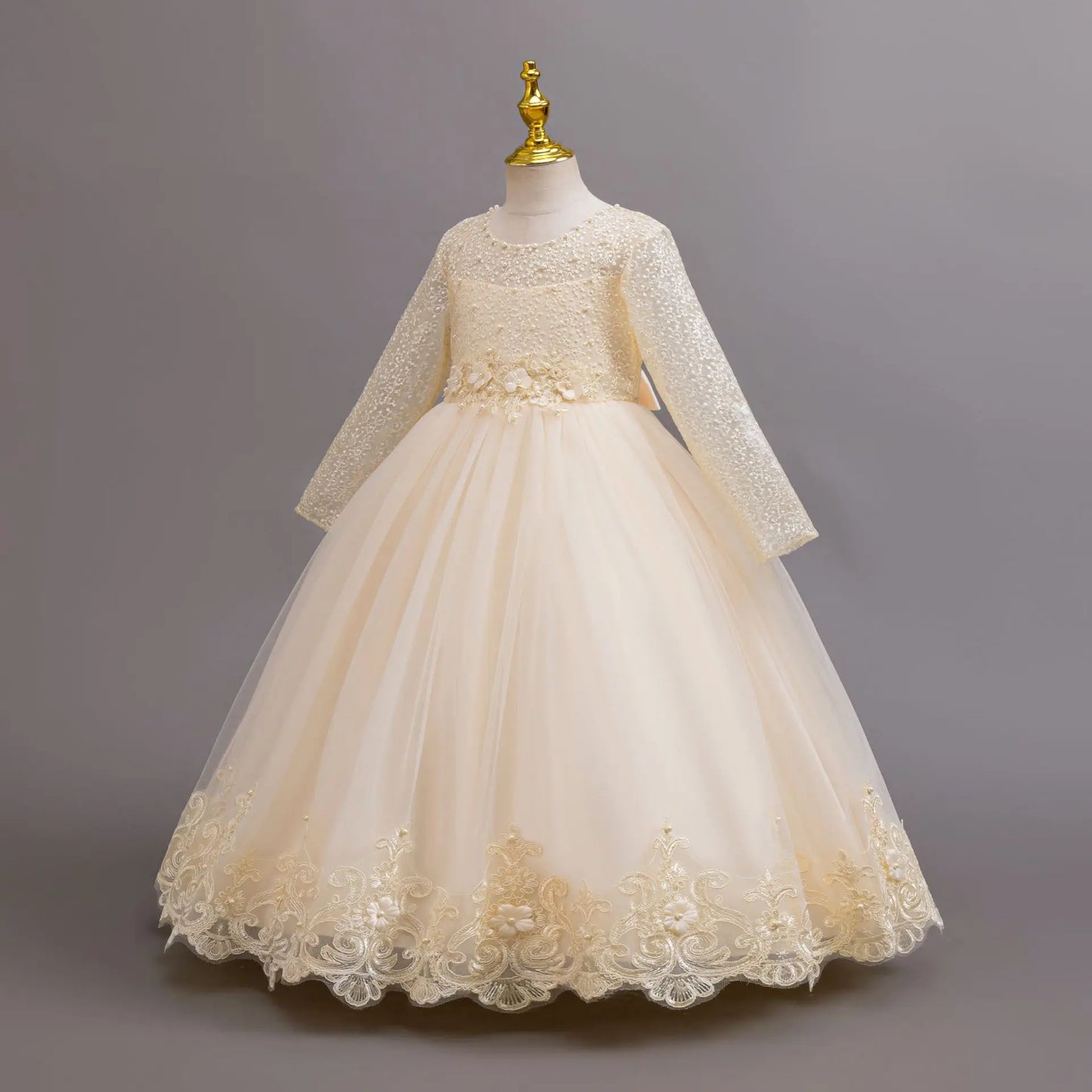 New Flower Girl Wedding White Lace Dress Elegant Girl Beauty Pageant Princess Long Dress 4-12-year-old Summer Children's Clothin