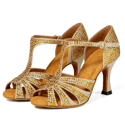 Women Latin Dance Shoes Girls Ballroom Dance Shoes Soft Bottom High heel  7.5CM Ladies practice Latin Salsa Shoes heeled 8.5CM