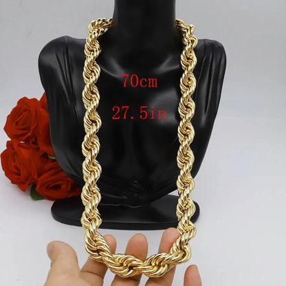 60cm 24in Punk Thick Chain Bicolor Gold-Plated Necklace For Men Women Hip Hop Luxury Copper Chain Dubai Jewelry Neck Party Gift