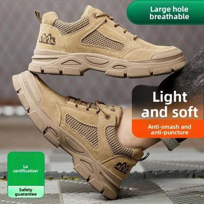 Labor Protection Shoes Men's Anti Smashing AntiPiercing Insulation Work Shoes Cowhide Solid Bottom Construction Site SafetyShoes