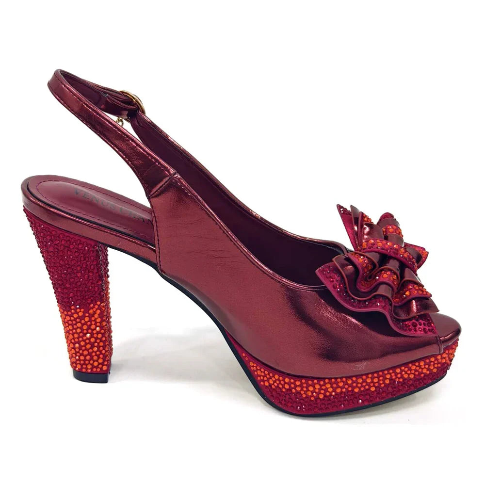 Italian Design Fashion Style Ladies Shoes With Matching Bag Set 2024 Nigerian Shoes and Bag Set in Wine Color