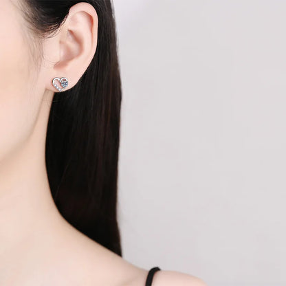 New In 0.3CT 4mm D Color Moissanite Stud Earrings For Women Party 925 Sterling Silver Pass Diamond Test Heart Shape Earring