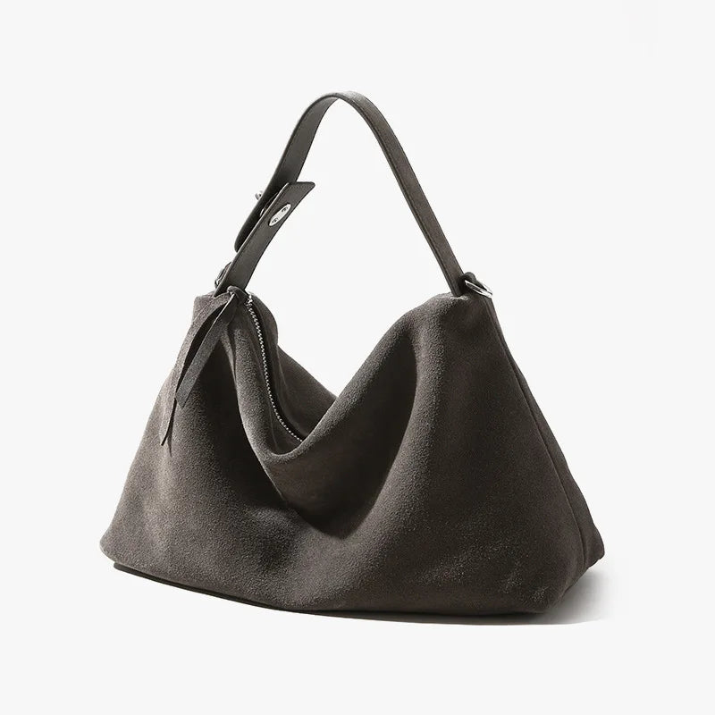 Genuine Leather Fashion Autumn Winter Boston Tote Soft Matte Suede Cow Leather Women's Handbag Shoulder Crossbody Bag For Women