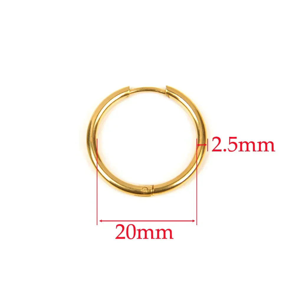 10pcs 316L Stainless Steel Hoop Earrings Women Men Punk Hiphop Circular Ear Buckle Ring Jewelry Gold Color Accessories Wholesale