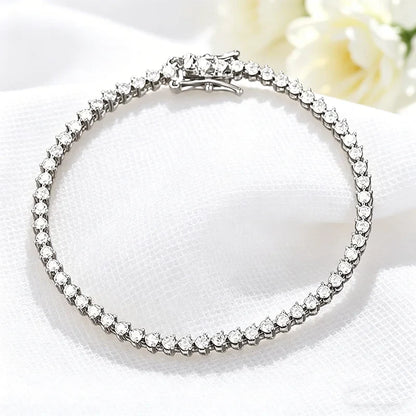 Certified 2mm All Moissanite Tennis Bracelets for Women Thin Chain Lab Diamond Dainty Jewelry 100% Real 925 Pure Silver