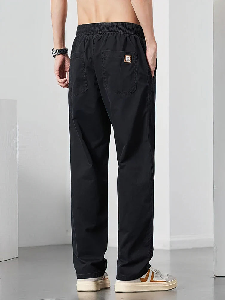 Straight Casual Cargo Pants Men Wide Leg Brown Long Cargo Business Work Trousers Drawstring Baggy Sweatpants Male