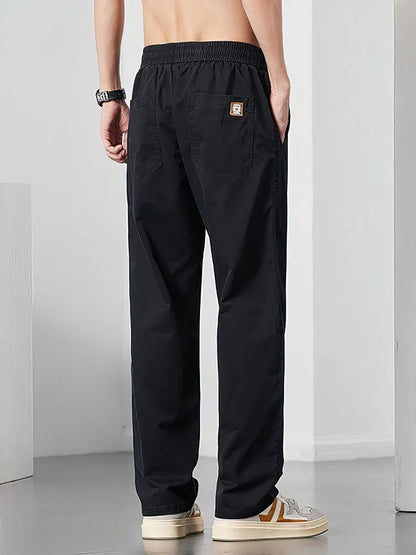 Straight Casual Cargo Pants Men Wide Leg Brown Long Cargo Business Work Trousers Drawstring Baggy Sweatpants Male