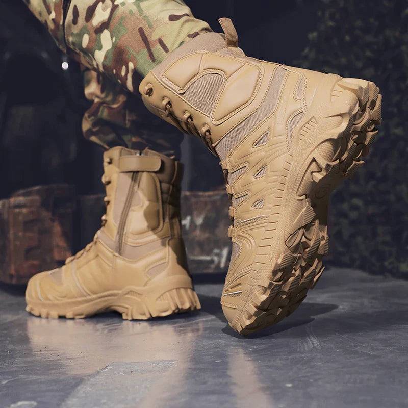 Men's trend high-top outdoor boots four seasons non-slip comfortable hiking boots professional protective tactics training boots