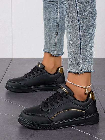 Baasploa Tênis Casual Feminino de Couro com Plataforma para Mulheres Clássicos Confortáveis Sapatos de Skate Antiderrapantes
