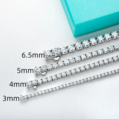 AnuJewel 3mm/4mm/5mm/6.5mm D Color Moissanite Diamond Tennis Bracelet 925 Sterling Silver Wedding Bracelets for Woman&Men
