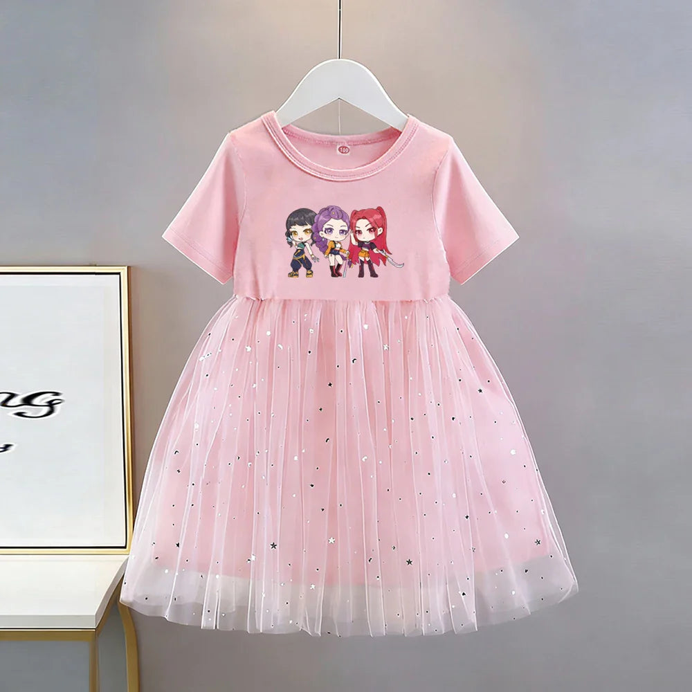 Summer New Girls Short-sleeved Dresses Kids Elegant Princess Dress Dress Baby Princess Girls Dress Children Birthday Party Dress