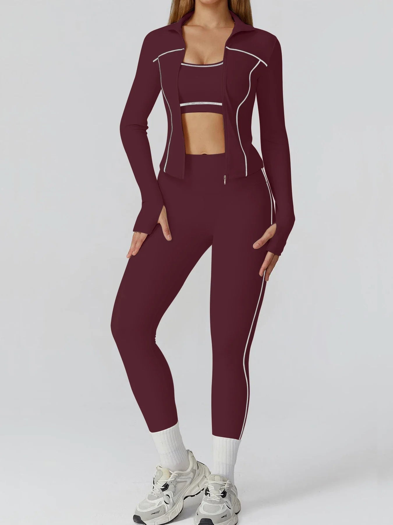 Yoga Set 2PCS Sports Outfits Women Clothes Fitness Tracksuit Gym Legging Workout Long Sleeved Female Bra Yoga Suit Sportswear
