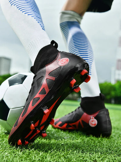 Professional Soccer Shoes Men Outdoor High-Top Sports Football Boots Boots Ag/Fg Long Spikes Artificial Grass Training Match Spi