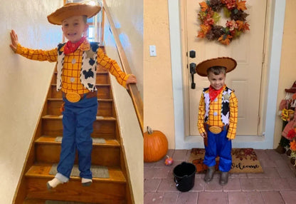 4-12Y Boys Cowboy Woody Cospaly Costume Anime Character Adventure Costume Halloween Kids Performance Costume