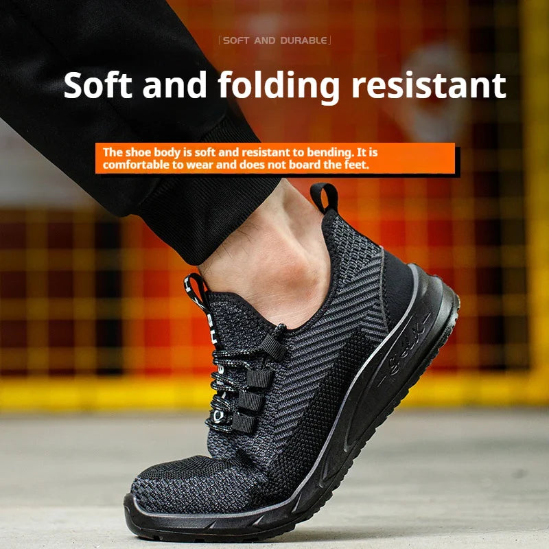 Anti-smash Men Steel Toe Work Shoes Lightweight Breathable Work Sneaker Indestructible Protective Boots Non Slip Work Shoes