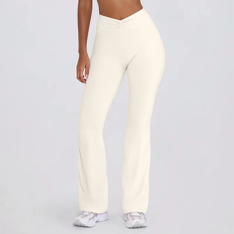Women's Yoga Suits Camisole Backless Nude Beautiful Back Neck Hanging Bra Flared Pants Fitness Set