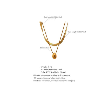 Snake Chain Double Layer Stainless Steel Water Drop Pendant Necklace for Women Statement 18k Gold Color Jewelry Waterproof