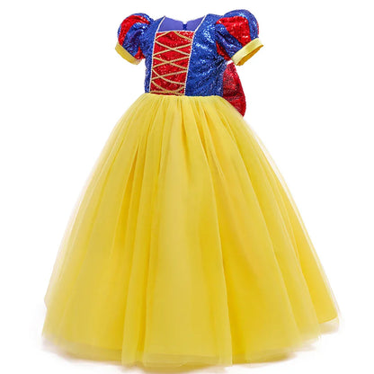 Sequins Girl Snow White Fancy Dress Kids Carnival Christmas Party Princess Costume Children Birthday Performance Clothes