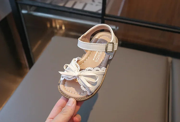 Girls Cute Lace Bow Princess Sandals New Little Kids Soft-soled Beach Summer Shoes Size 22-31