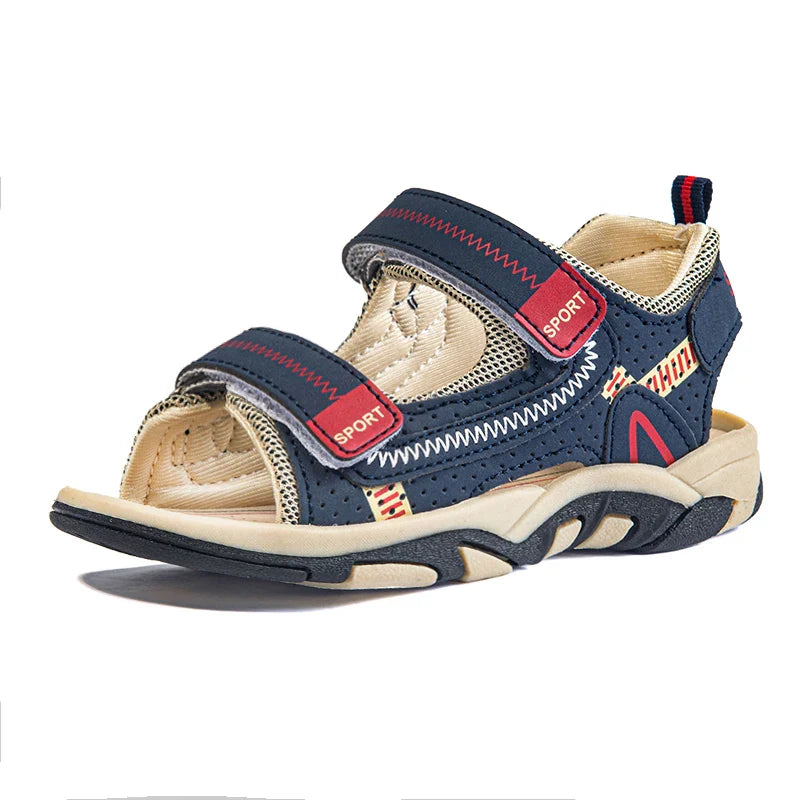 New Design Kids Sandals Boys Barefoot Shoes Summer Beach Waterproof Casual Sneaker PU Leather Sports Sandals for Boy 4-12 Years
