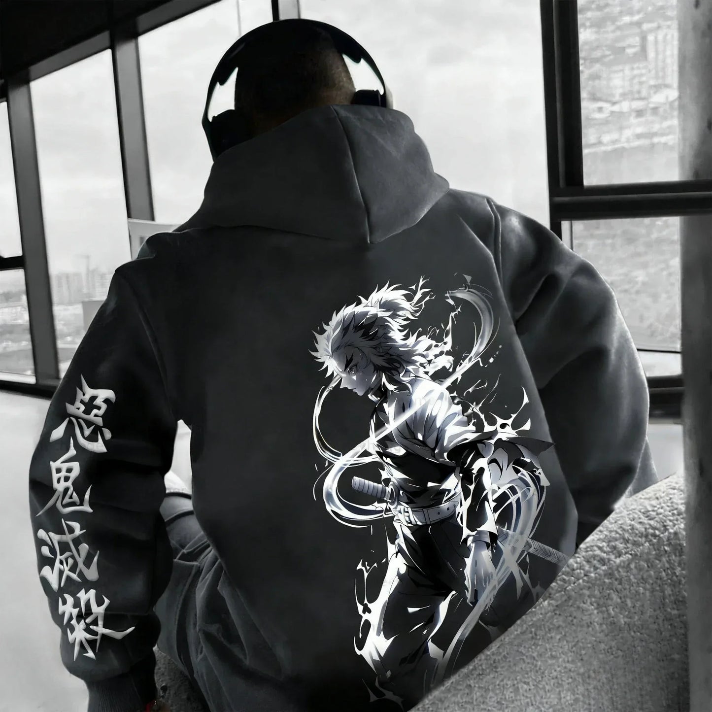 Anime Rengoku Kyoujurou Printed Zipper Hoodie Autumn/Winter  Men's and Women's Casual Sports Sports Shirt Top