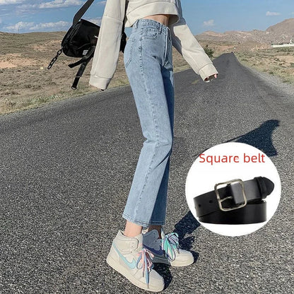 Light-colored High-waist Straight-leg Jeans Women Spring/autumn Slimming Elastic Versatile Tube Pants